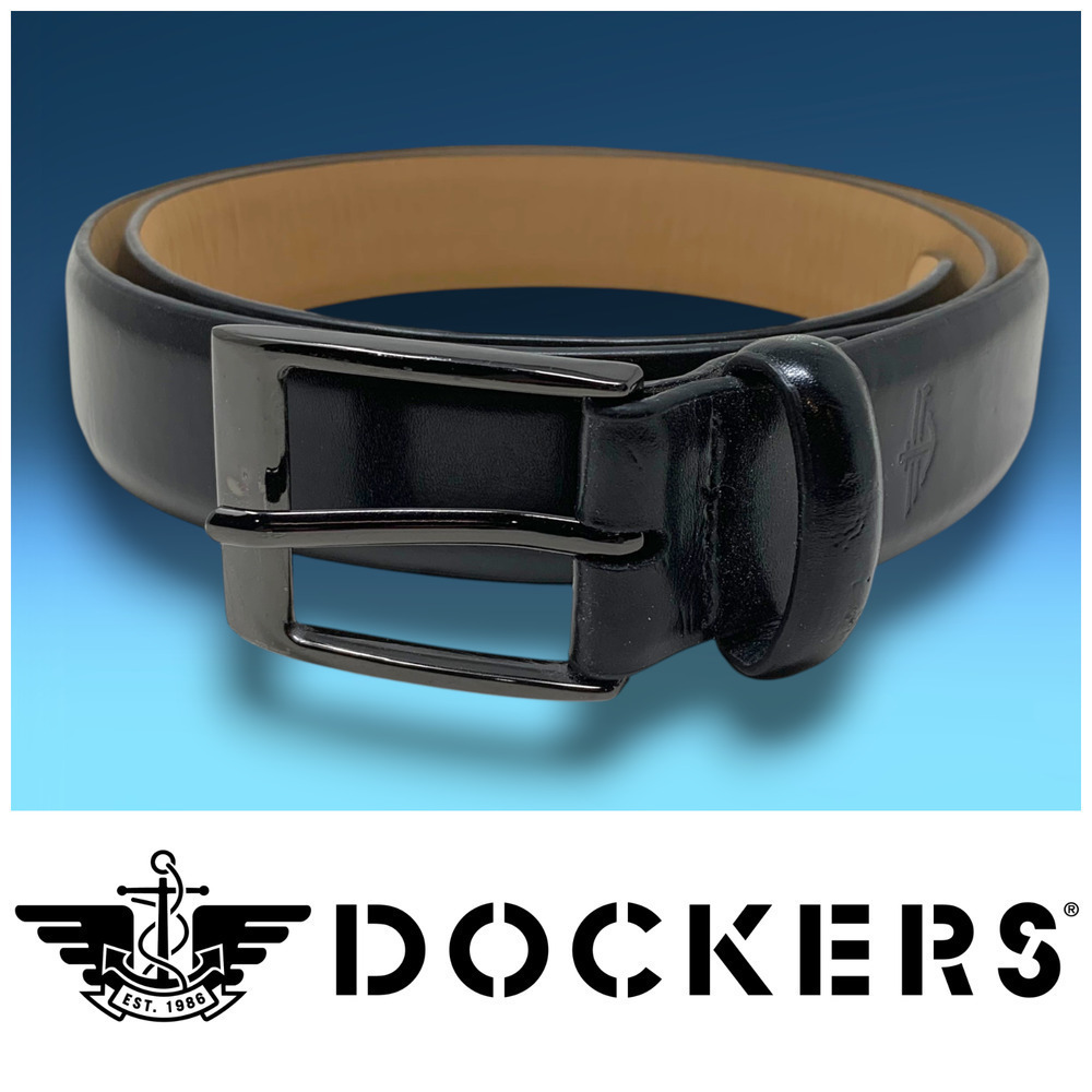 Vintage Y2K Dockers Men's Sz 36 Black Leather Dress Belt Gunmetal Hardware